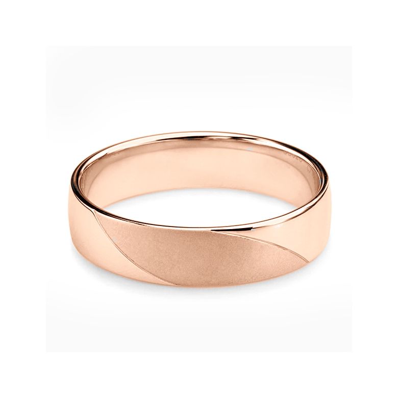Alliance homme - Lignes fluides or rose - Polie, brossée - 3