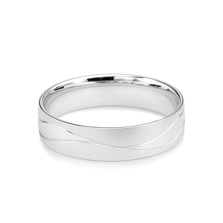 Alliance Homme lignes enchevêtrées - Or blanc 18 carats - 3