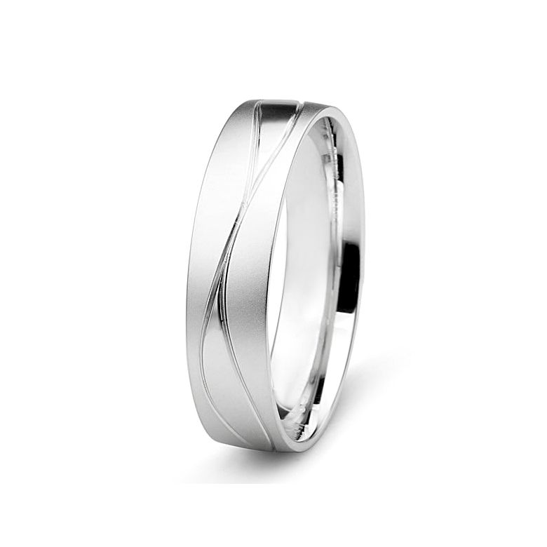 Alliance Homme lignes enchevêtrées - Or blanc 18 carats - 1