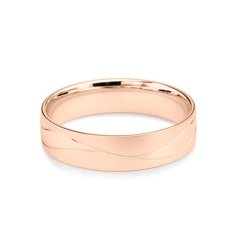 Alliance Homme lignes enchevêtrées - Or rose 18 carats - 3