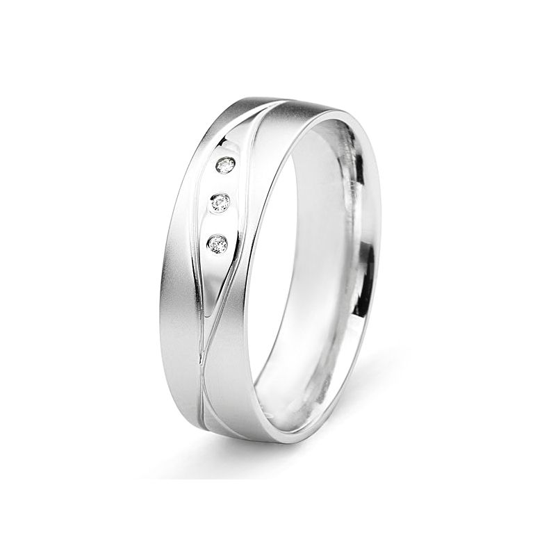 Alliance Homme lignes enchevêtrées - Or blanc, diamants - 1