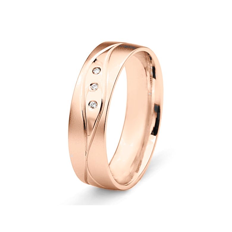 Alliance Homme lignes enchevêtrées - Or rose, diamants - 1