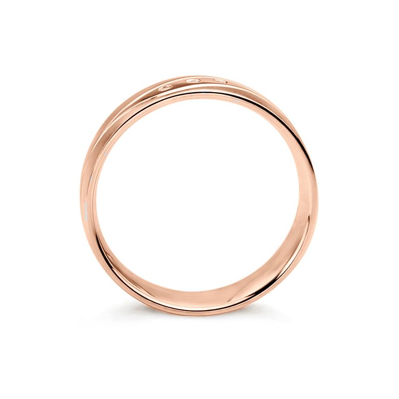 Alliance Homme lignes enchevêtrées - Or rose, diamants - 4