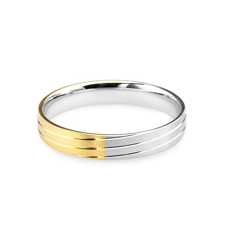 Alliance de mariage rainure - 2 ors - Homme - 3