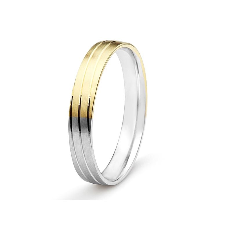 Alliance de mariage rainure - 2 ors - Homme - 1