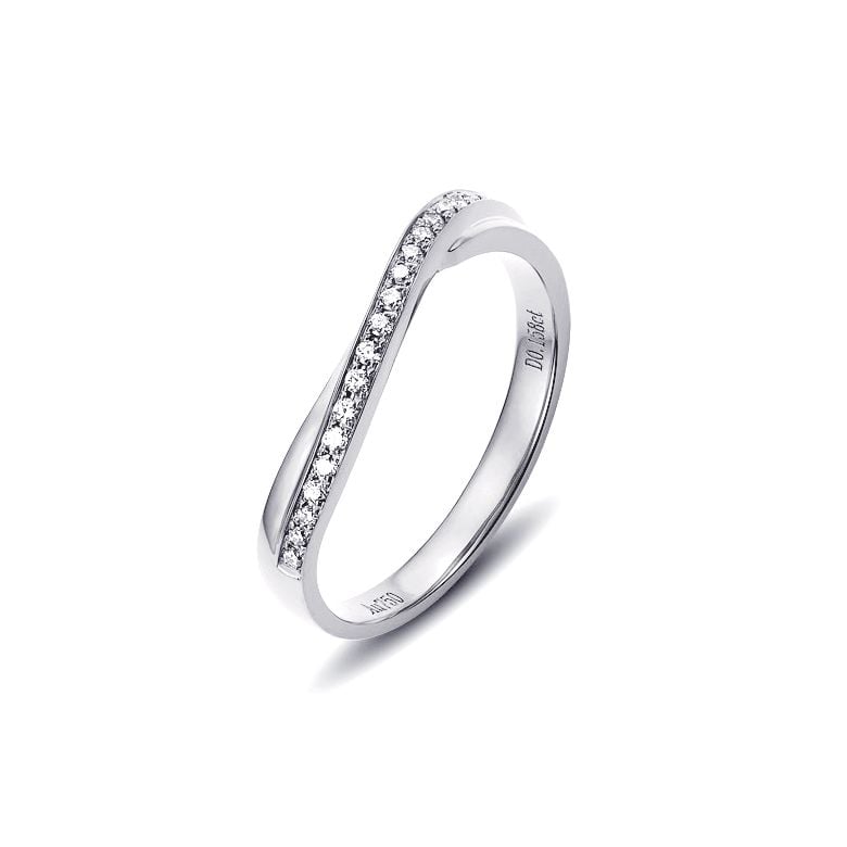 Alliance ondulée or blanc - Alliance femme avec diamants | Métis - 1