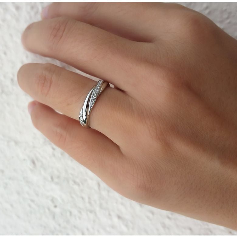 Alliance anneau de prestige. Union symbolique. Diamants, or blanc | Héra - 2