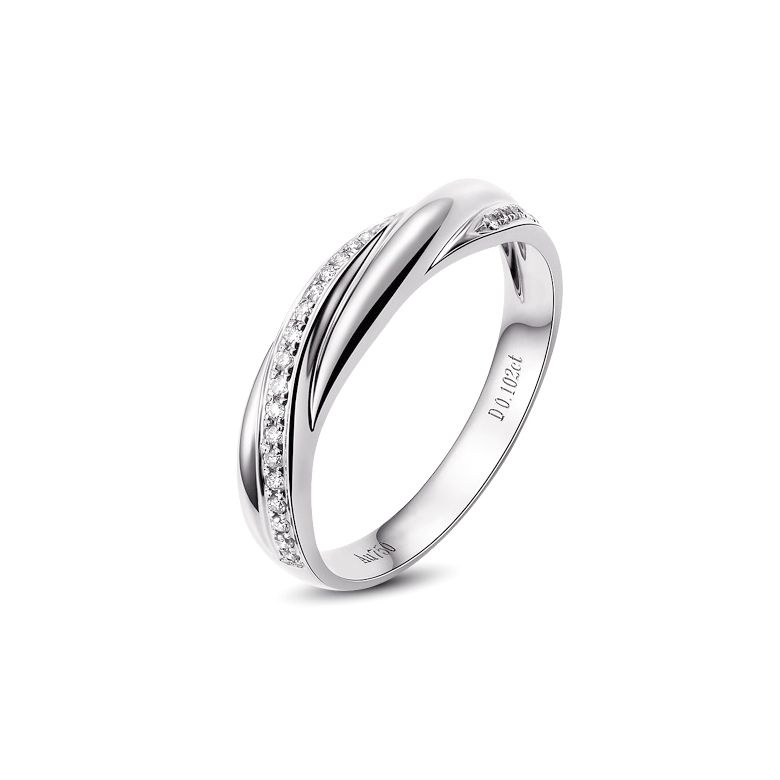 Alliance anneau de prestige. Union symbolique. Diamants, or blanc | Héra - 1