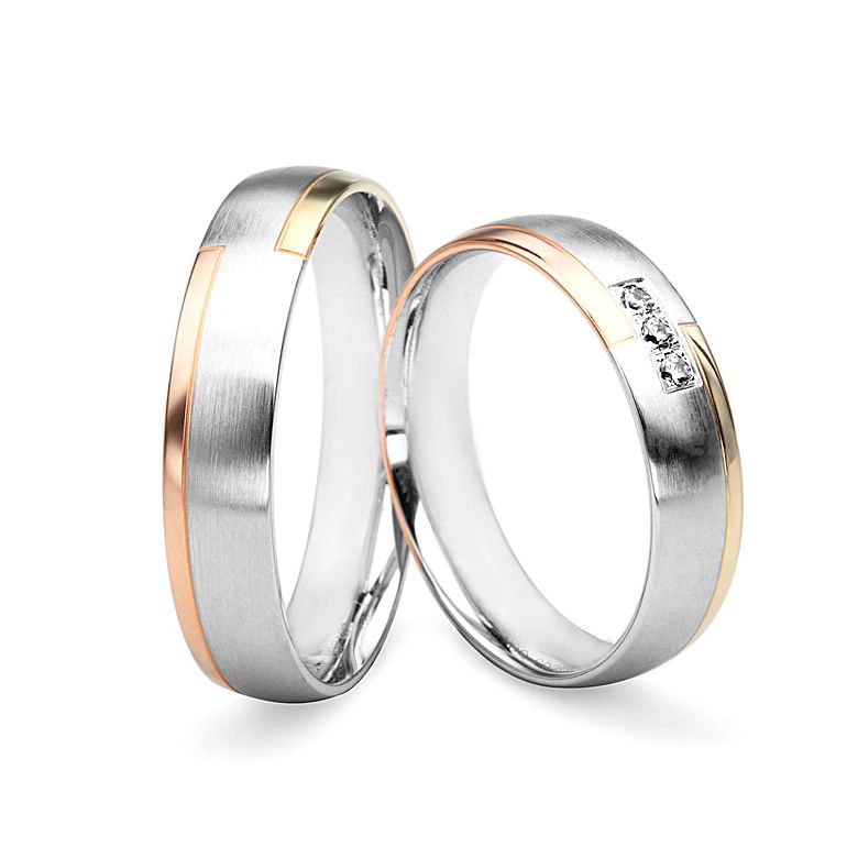 Alliances Couple. 3 Ors. Diamants 0.060ct - 1