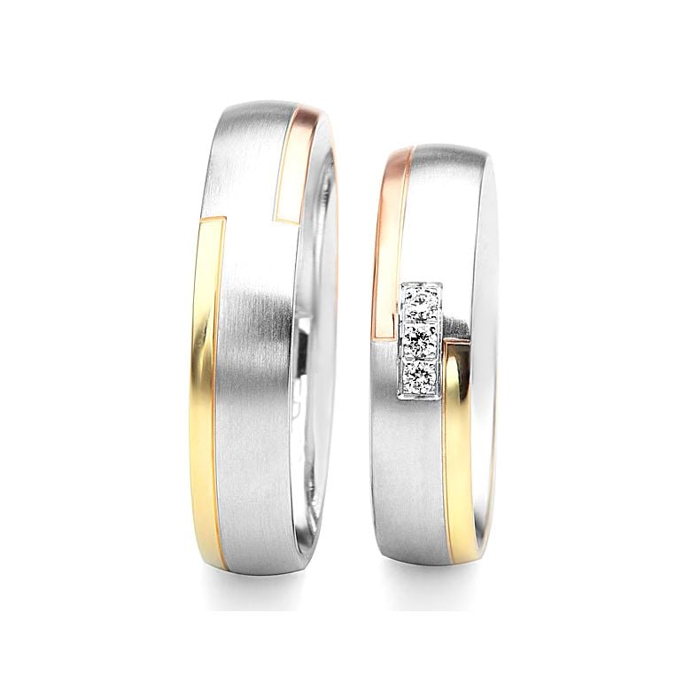 Alliances Couple. 3 Ors. Diamants 0.060ct - 3