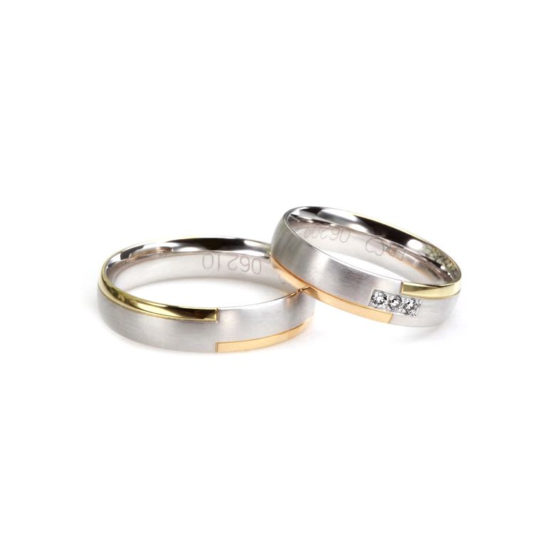 Alliances Couple. 3 Ors. Diamants 0.060ct - 5