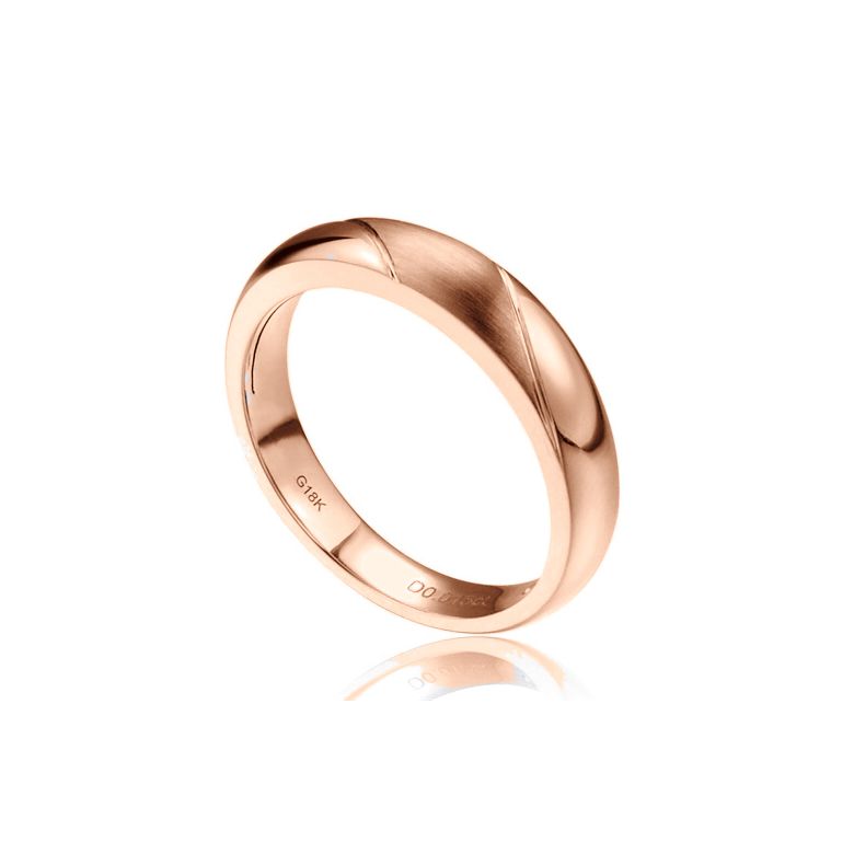 Alliance biseautée homme - Or rose - diamant serti clos | Autour de moi - 1