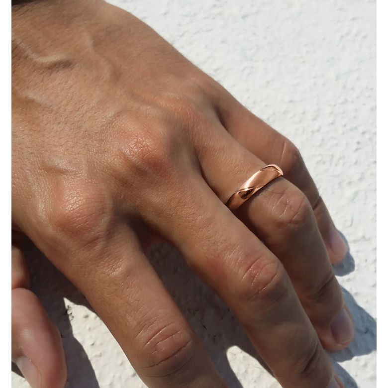 Alliance biseautée homme - Or rose - diamant serti clos | Autour de moi - 2