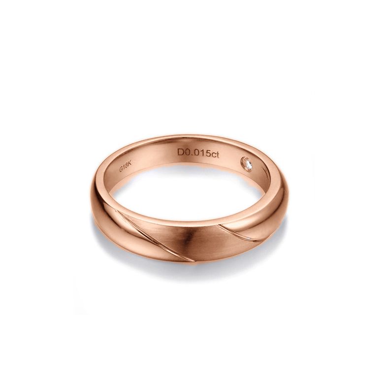 Alliance biseautée homme - Or rose - diamant serti clos | Autour de moi - 3