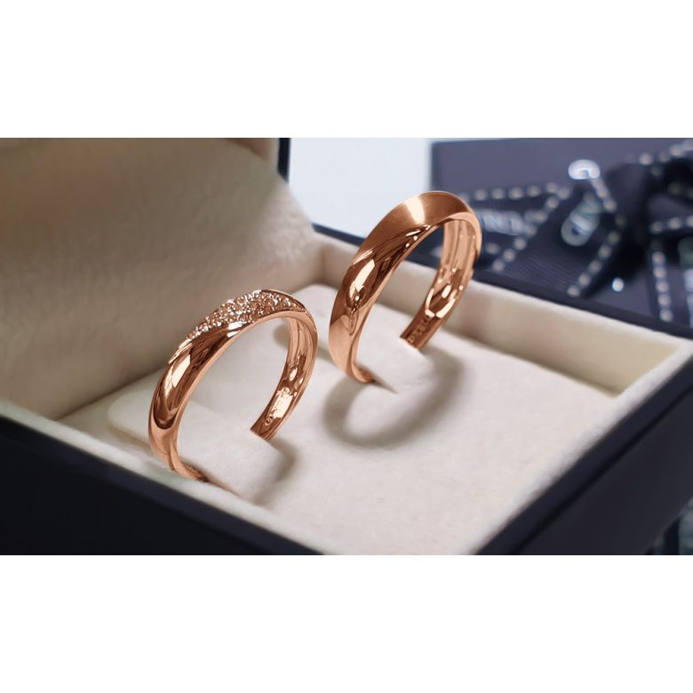 Alliance biseautée homme - Or rose - diamant serti clos | Autour de moi - 5