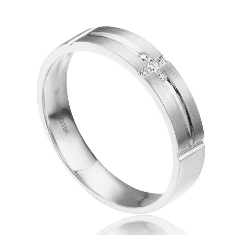 Alliance Homme - Or blanc 18 carats brossé et mate | Rodrigue - 1