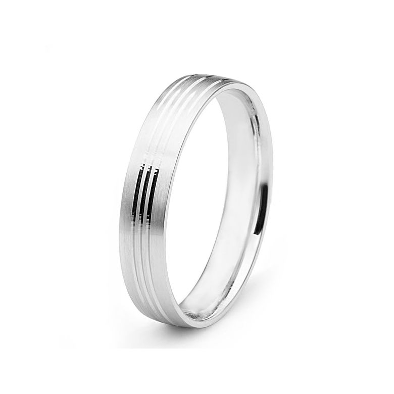 Alliance homme striée - Platine | Une vie avec toi - 1