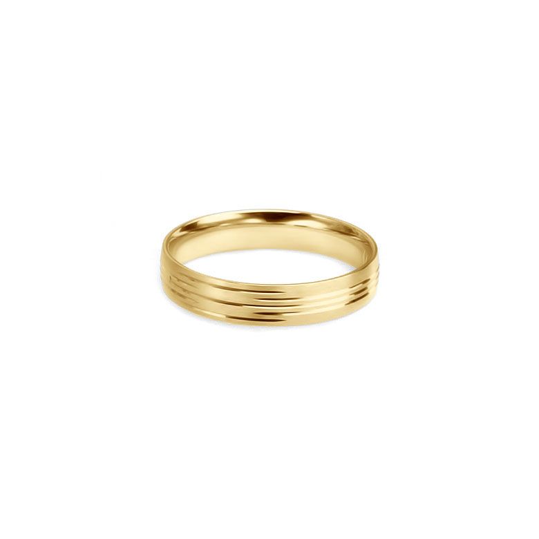Alliance homme striée - Or jaune 18 carats | Une vie avec toi - 1