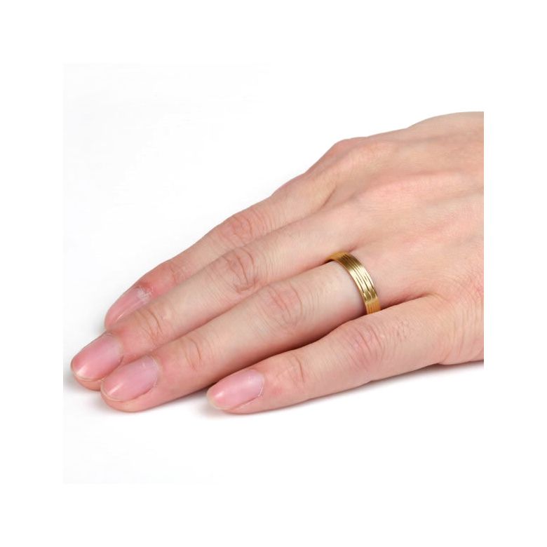 Alliance homme striée - Or jaune 18 carats | Une vie avec toi - 5