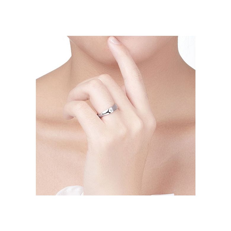 Alliance homme taillée biseau - Or blanc brossé et poli - Diamant | karasek - 4