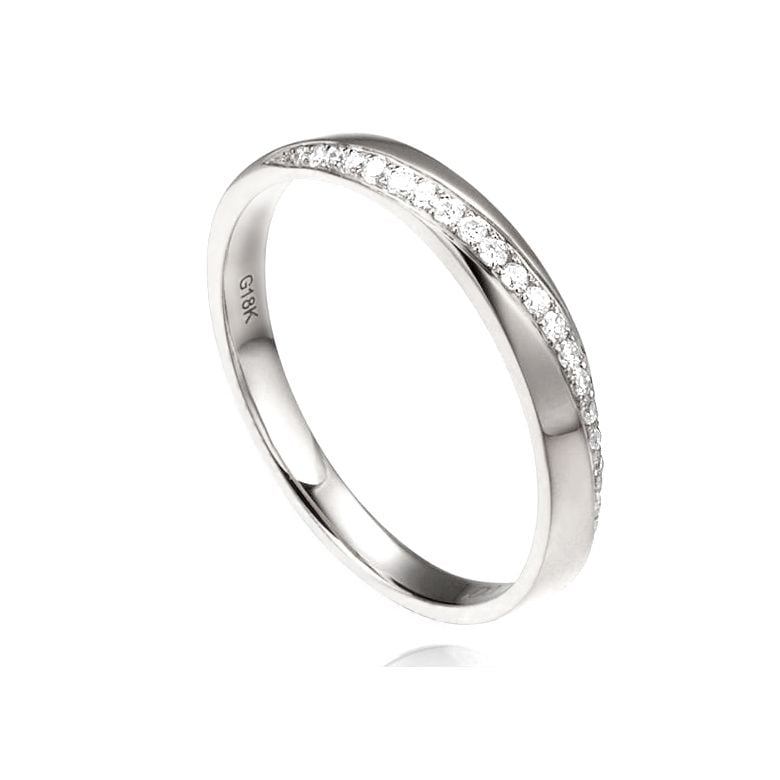 Alliance Femme Or blanc 18cts, diamants. Ondulation | Téa - 1
