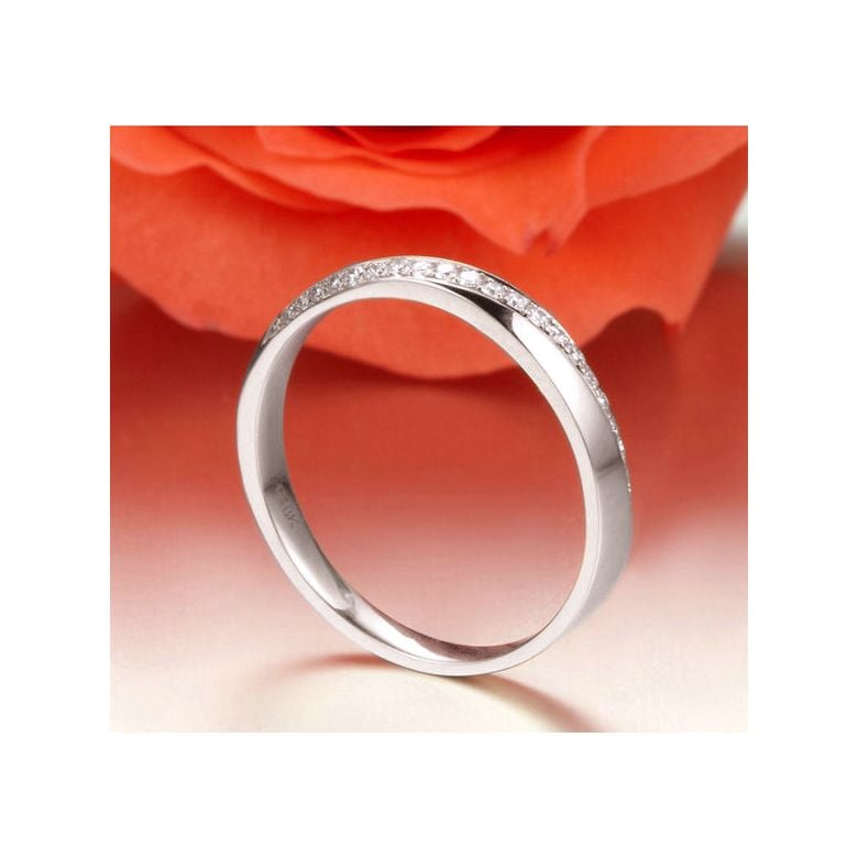 Alliance Femme Or blanc 18cts, diamants. Ondulation | Téa - 5