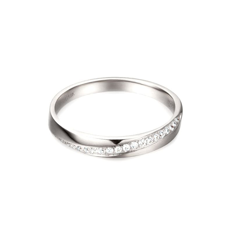 Alliance Femme Or blanc 18cts, diamants. Ondulation | Téa - 6