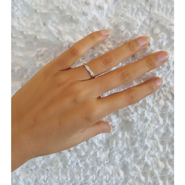Alliances modernes homme et femme. Platine, diamants | Tea & Ovidio - 7