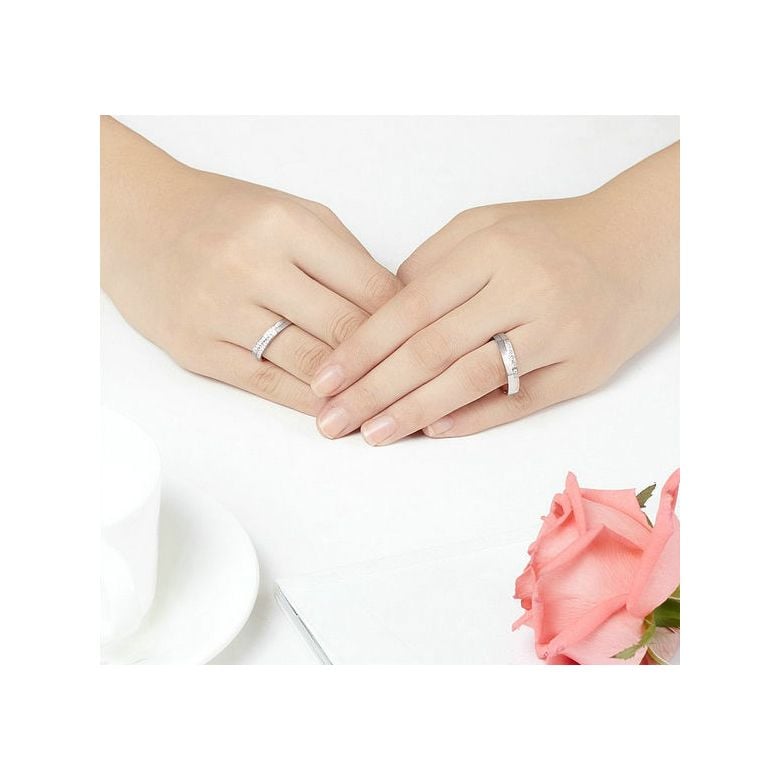 Alliances Homme et Femme en Or Blanc 18cts et Diamants - 2