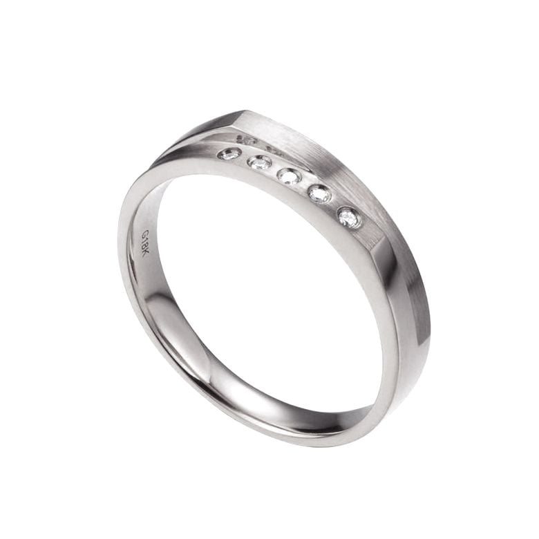 Alliance mariage 2 anneaux en 1. Homme moderne Or blanc - 1
