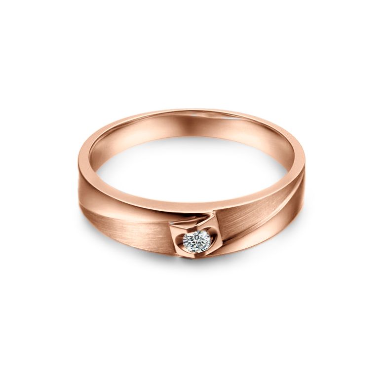 Alliance Renzo Brossée et Polie Or Rose, Diamant | Gemperles - 3