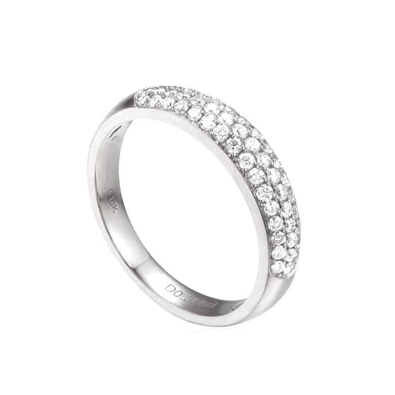 Alliance bombée Or blanc 18 carats. 49 diamants 0.388ct | Bianca - 1