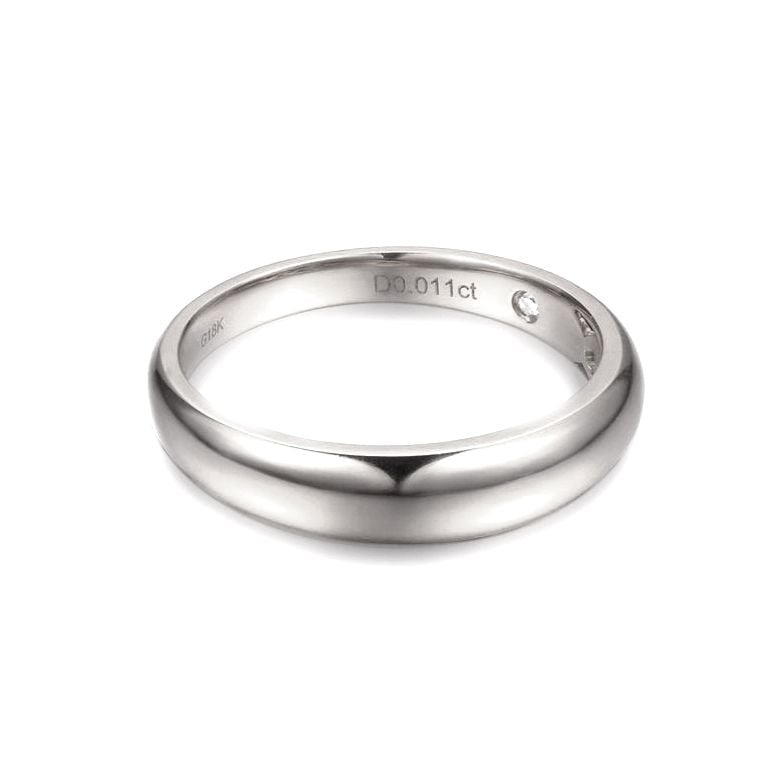 Alliance bombée Platine Messieurs. 1 diamant 0.010ct | Corey - 3