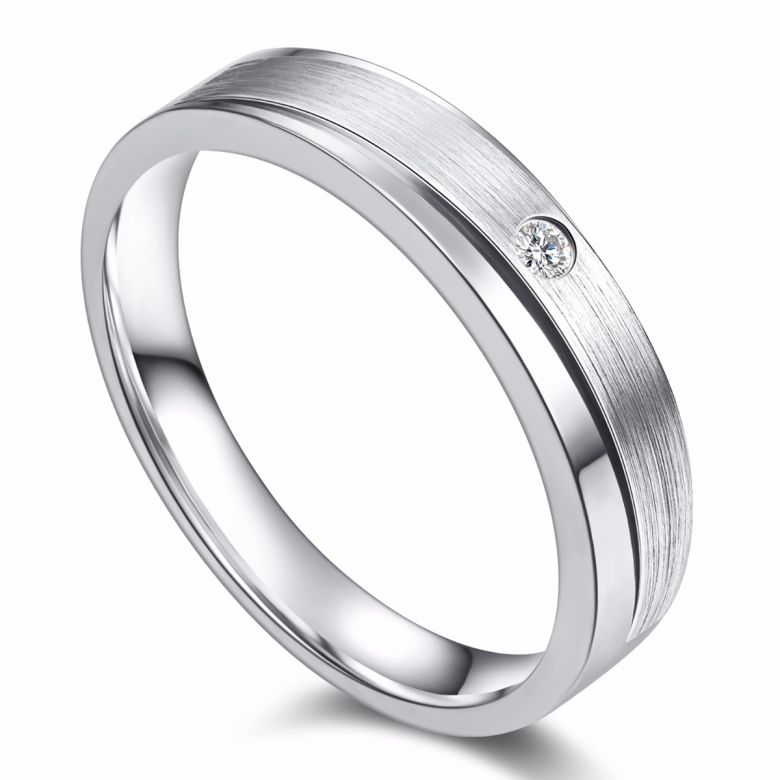 Alliance pointe d'amour pour Homme. Or blanc  - 1