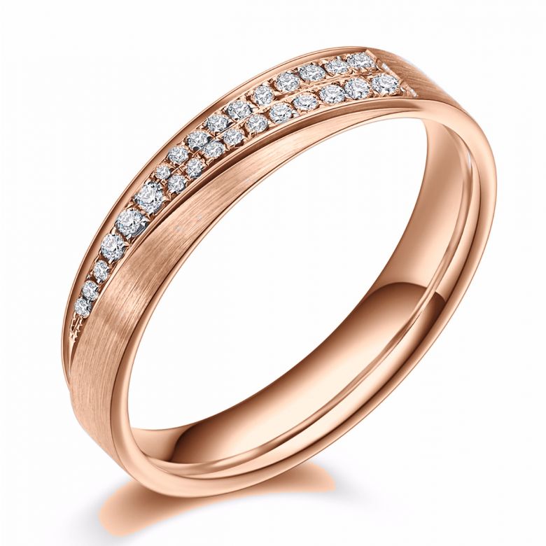 Alliance Sillage Amoureux Femme - Or Rose, Diamants | Gemperles - 1