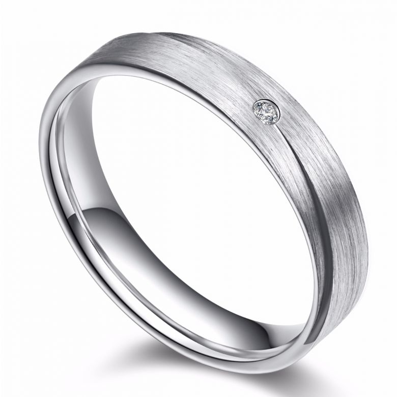 Alliance Sillage Amoureux Homme - Platine, Diamants | Gemperles - 1