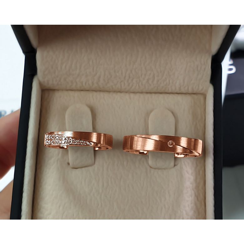 Alliance Sillage Amoureux Homme - Or Rose, Diamants | Gemperles - 3