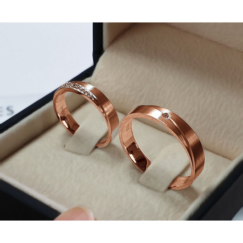 Alliance Sillage Amoureux Homme - Or Rose, Diamants | Gemperles - 2