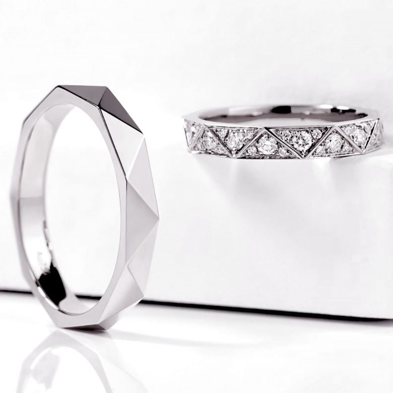 Triangulaire V & I - Or Blanc - 2
