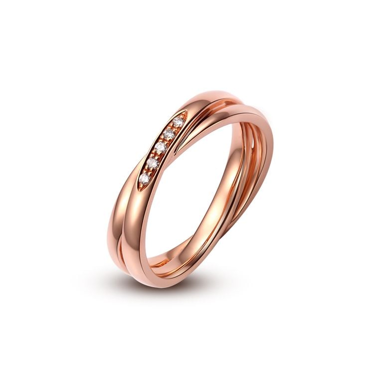 Alliance 2 anneaux or rose Femme - Diamants | Magui - 1