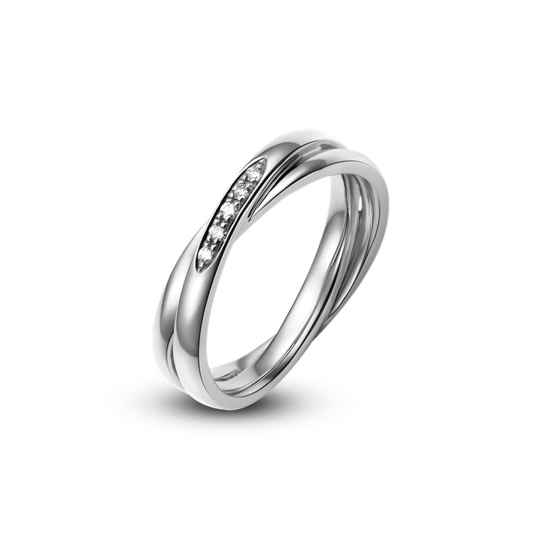 Alliance 2 anneaux or blanc Femme - Diamants | Marthe - 1