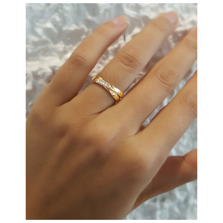 Alliance 2 anneaux or blanc Femme - Diamants | Marthe - 3