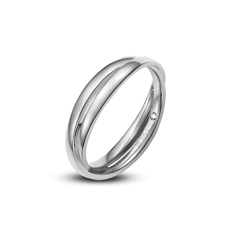 Alliance 2 anneaux or blanc Homme - Diamant - 1