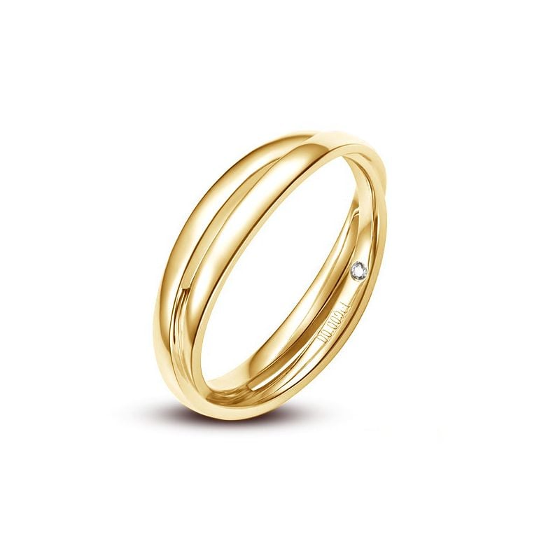 Alliance 2 anneaux or jaune Homme - Diamant - 1