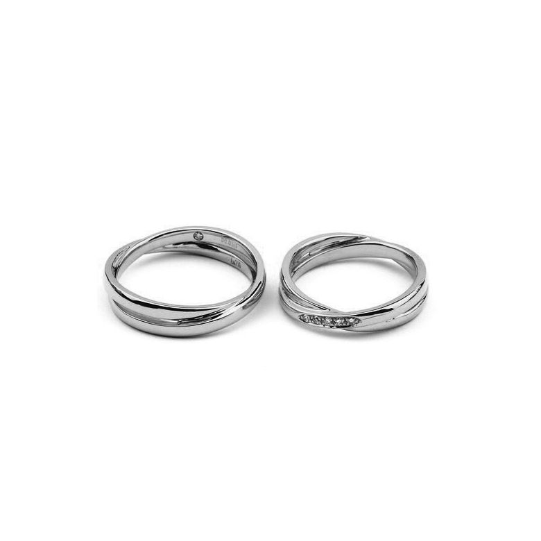 Duo d'alliances 2 anneaux Platine - Diamants | Marthe & Orli - 2