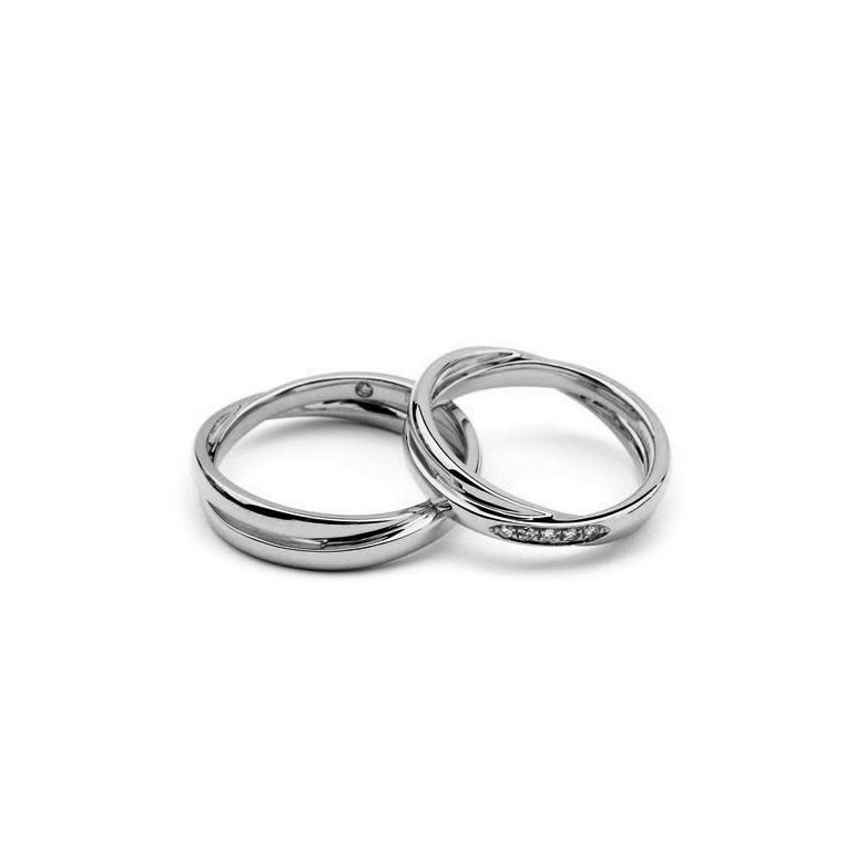 Duo d'alliances 2 anneaux Platine - Diamants | Marthe & Orli - 3