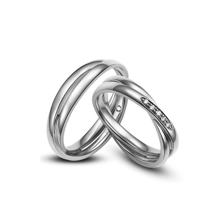 Duo d'alliances 2 anneaux Platine - Diamants | Marthe & Orli - 1