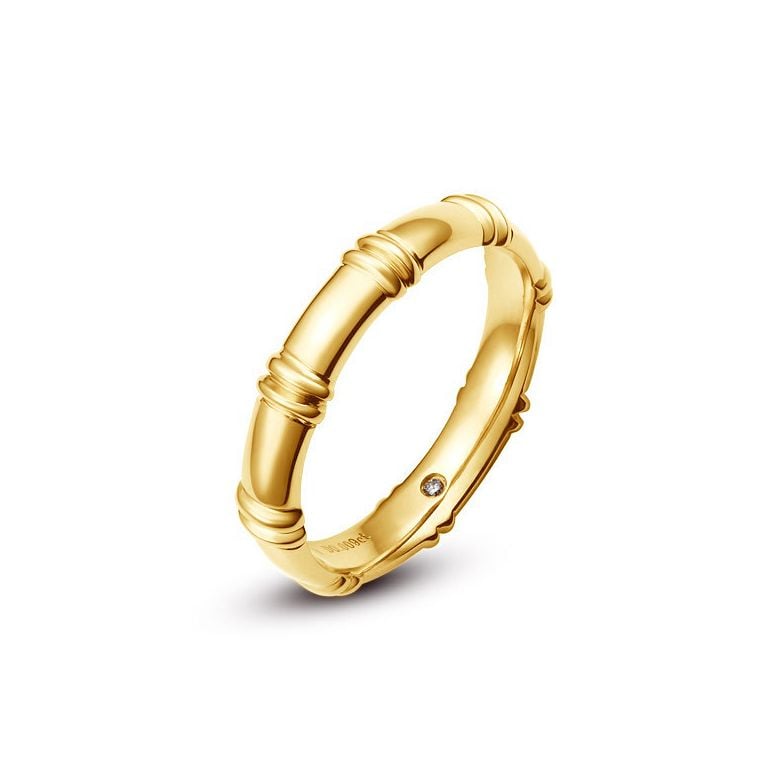Alliance en or jaune 18 carats - Alliance diamants pour Homme | Beethoven - 1