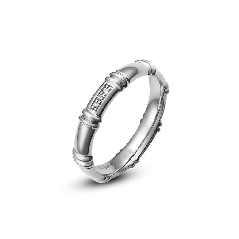 Alliance en or blanc 18 carats - Alliance diamants pour Femme | Bambou - 1