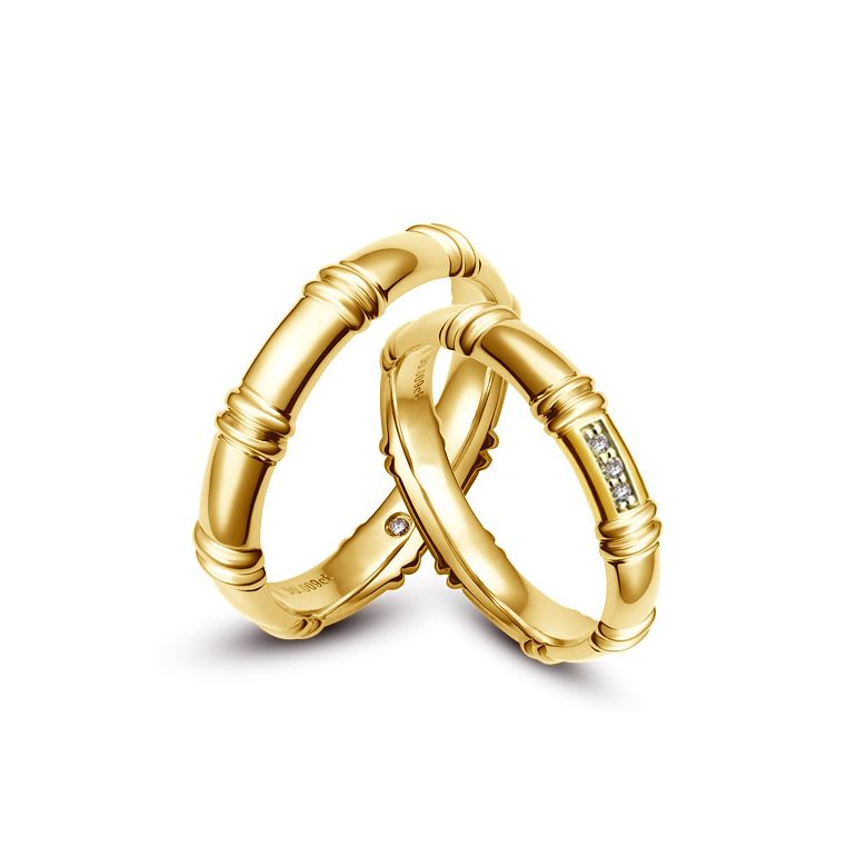 Alliances en or jaune 18 carats - Alliances diamants pour couple | Giulietta & Beethoven - 1